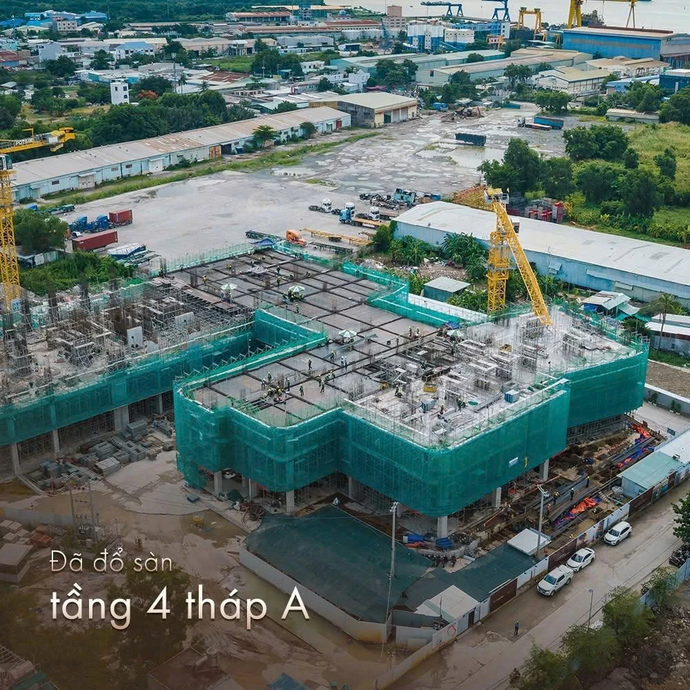 Tiến độ thi công Vlasta Premier Phú Thuận với tháp A đã hoàn thành đổ sàn tầng 4.