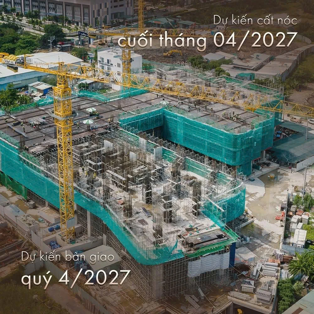 Tiến độ thi công Vlasta Premier Phú Thuận, dự kiến cất nóc cuối tháng 4/2027 và bàn giao quý IV/2027.